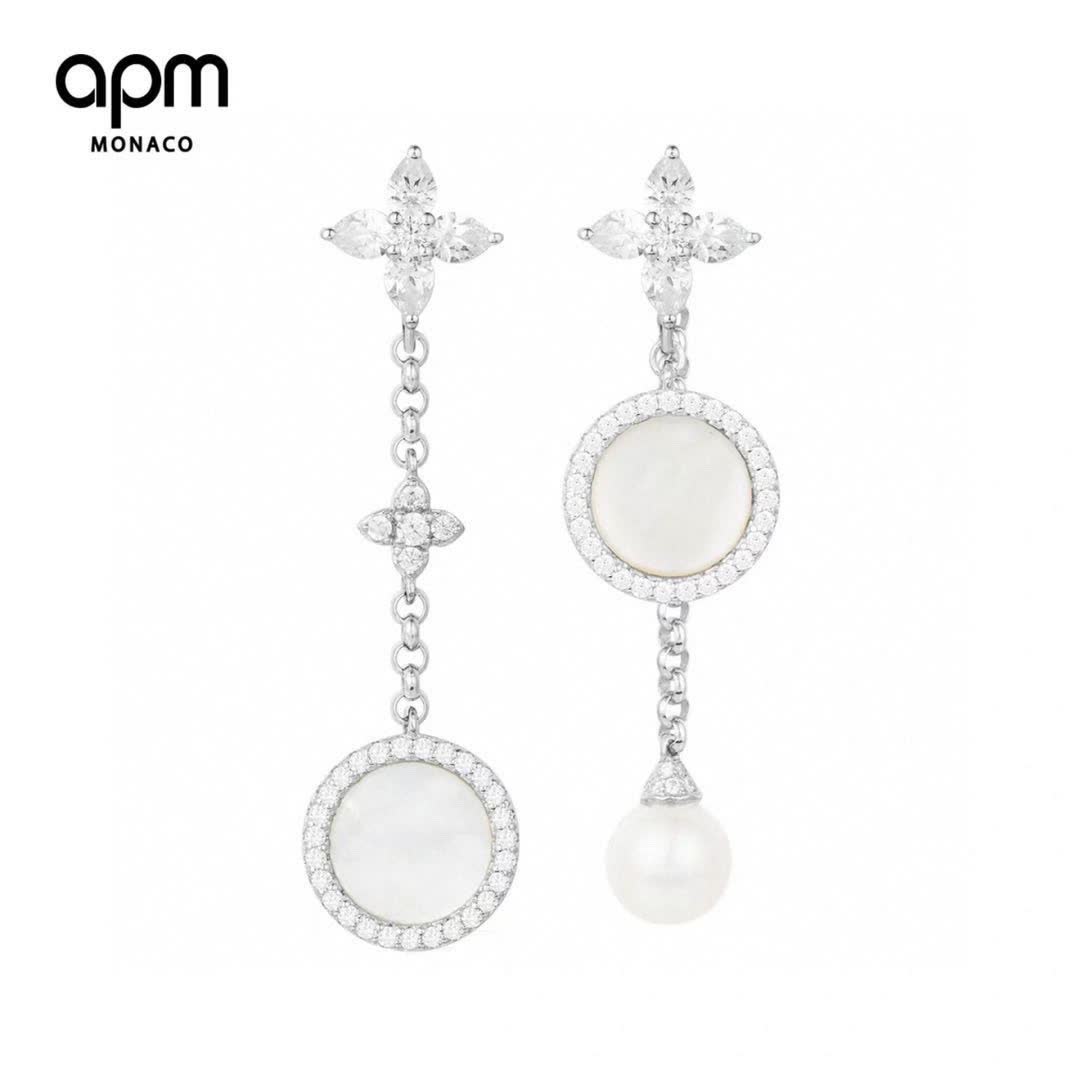APM Monaco Moonstone and Pearl Earrings
